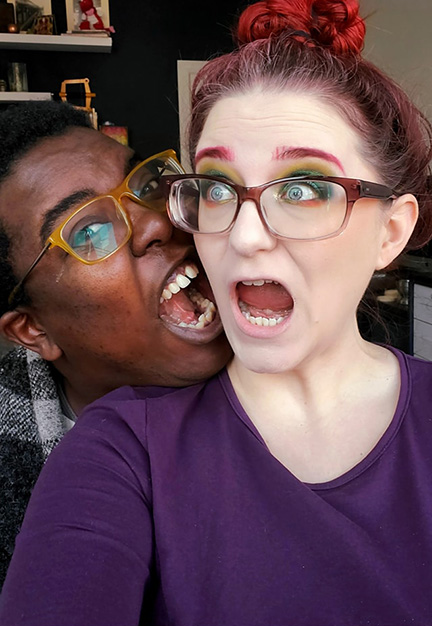 The creators of the Universal Palette Builder (Gina and Imani) making adorable silly faces